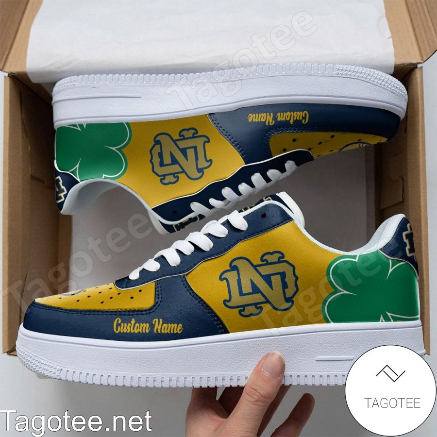 Notre Dame Fighting Irish Mascot Logo NCAA Custom Name Air Force Shoes