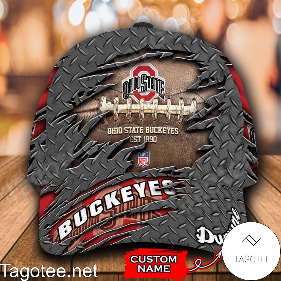 Ohio State Buckeyes Leather Zipper Print Personalized Cap