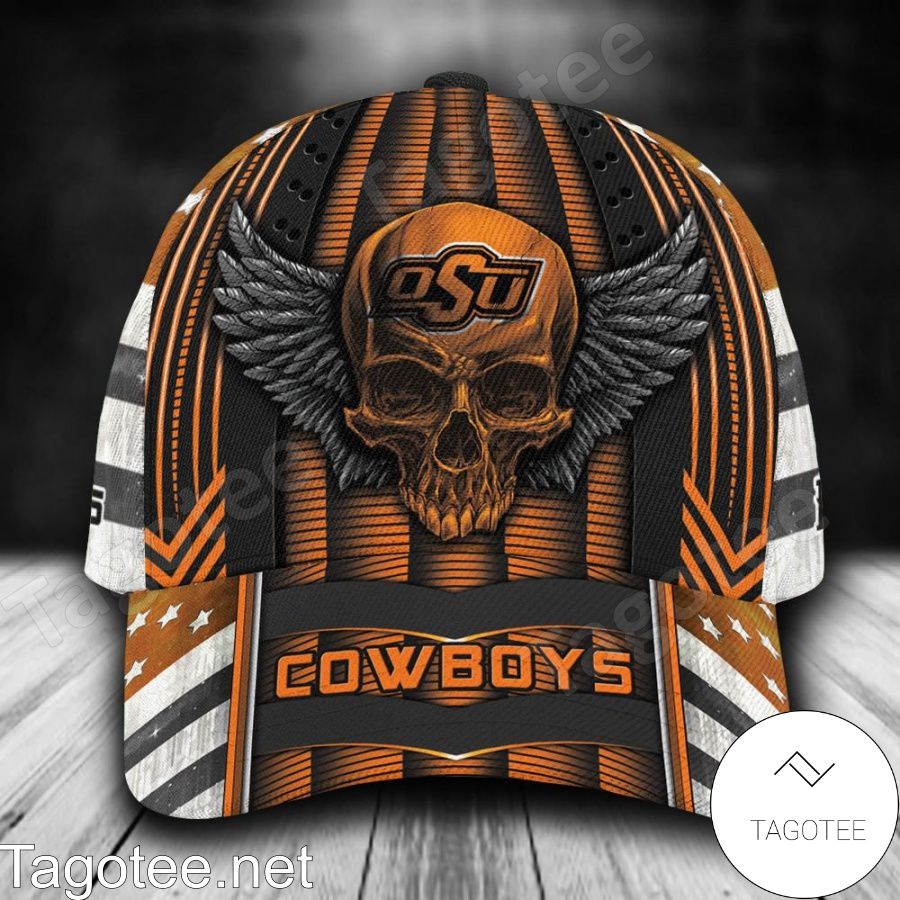Oklahoma State Cowboys Skull Flag NCAA Personalized Cap