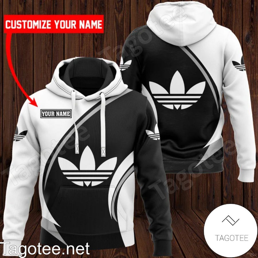 Personalized Adidas Luxury Brand Curves Black White Hoodie And Pants