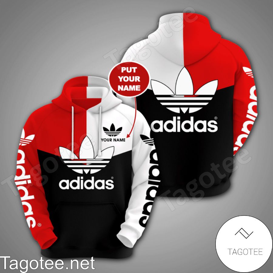 Personalized Adidas Mix Color Red White And Black Hoodie And Pants a