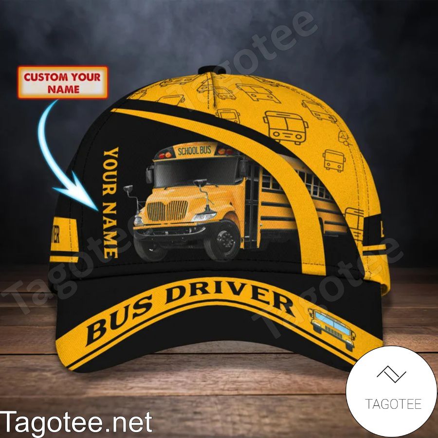 Personalized Bus Driver School Bus Black And Yellow Cap