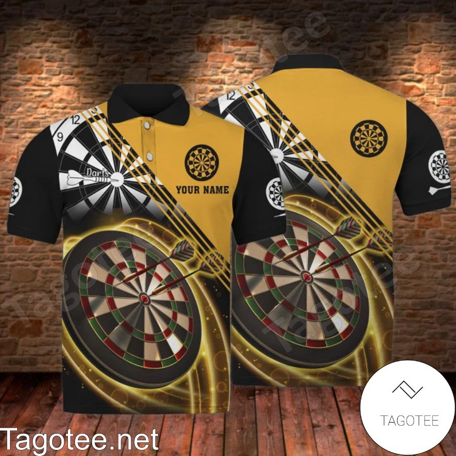 Personalized Darts Game Black Yellow Light Polo Shirt