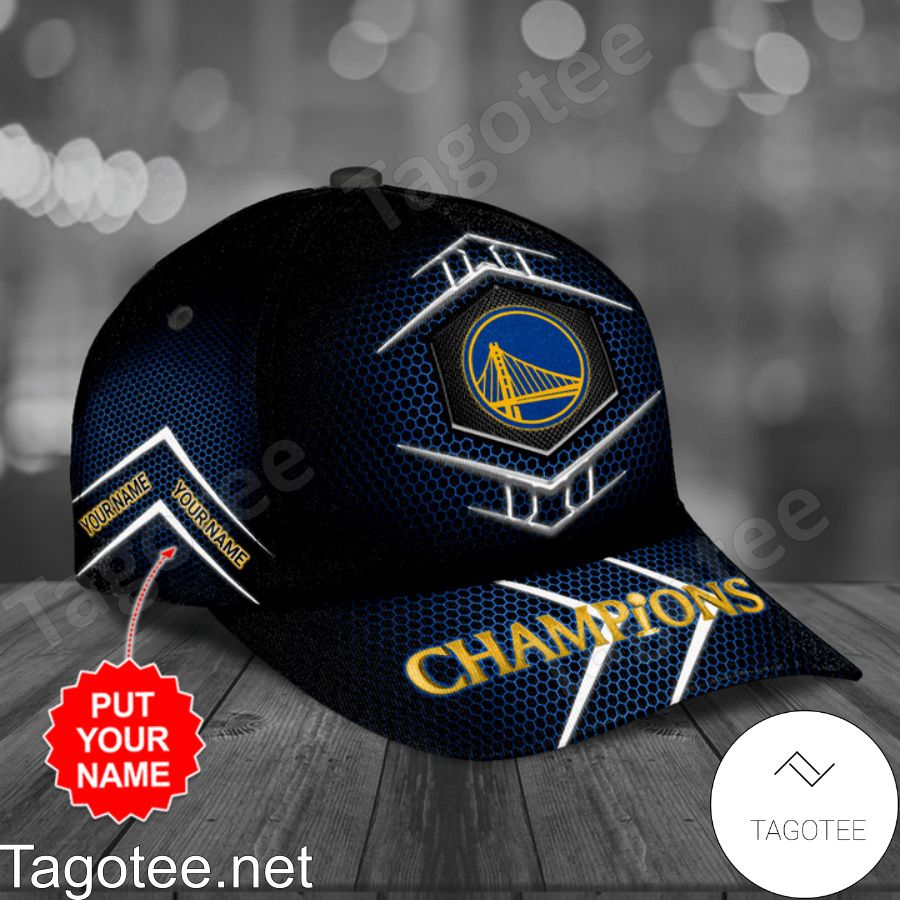 Personalized Golden State Warriors Champions Blue Hive Pattern Cap a