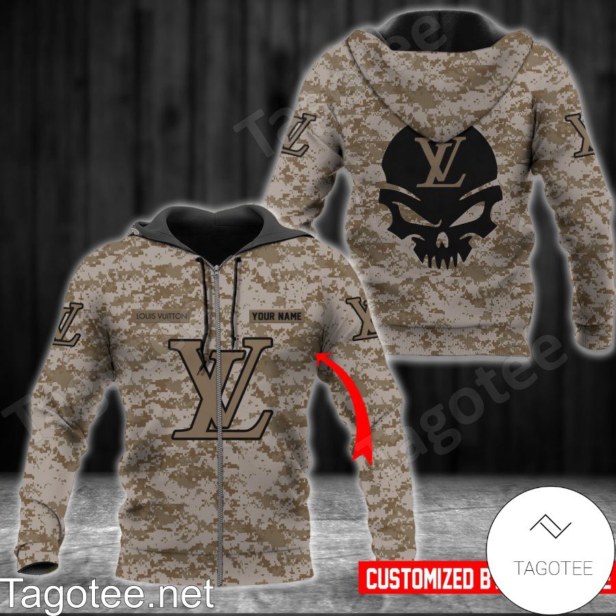 Unique Personalized Louis Vuitton Camouflage Skull Hoodie