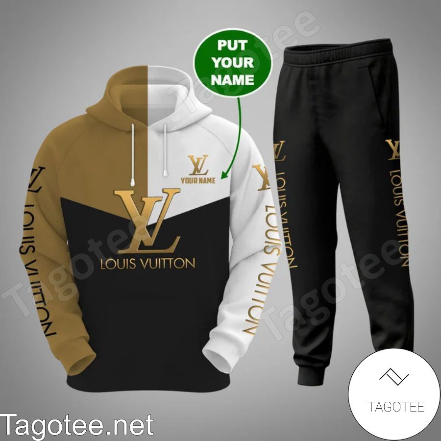 Personalized Louis Vuitton Mix Color White Brown And Black Hoodie And Pants