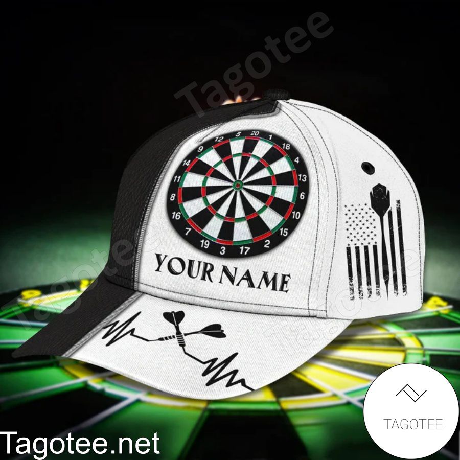 Personalized Love Darts American Flag Black And White Cap