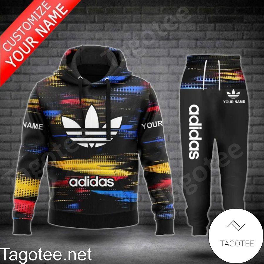 Personalized Multicolor Paint Stroke On Black Hoodie And Pants