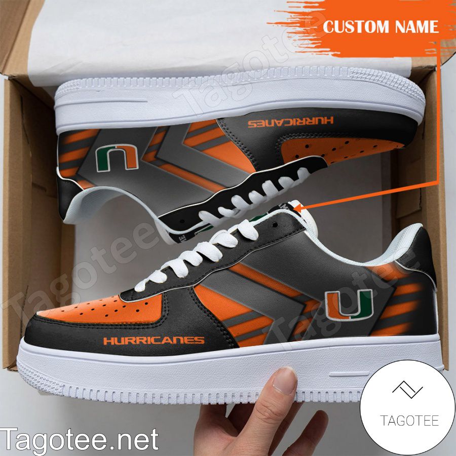 Personalized NCAA Miami Hurricanes Custom Name Air Force Shoes