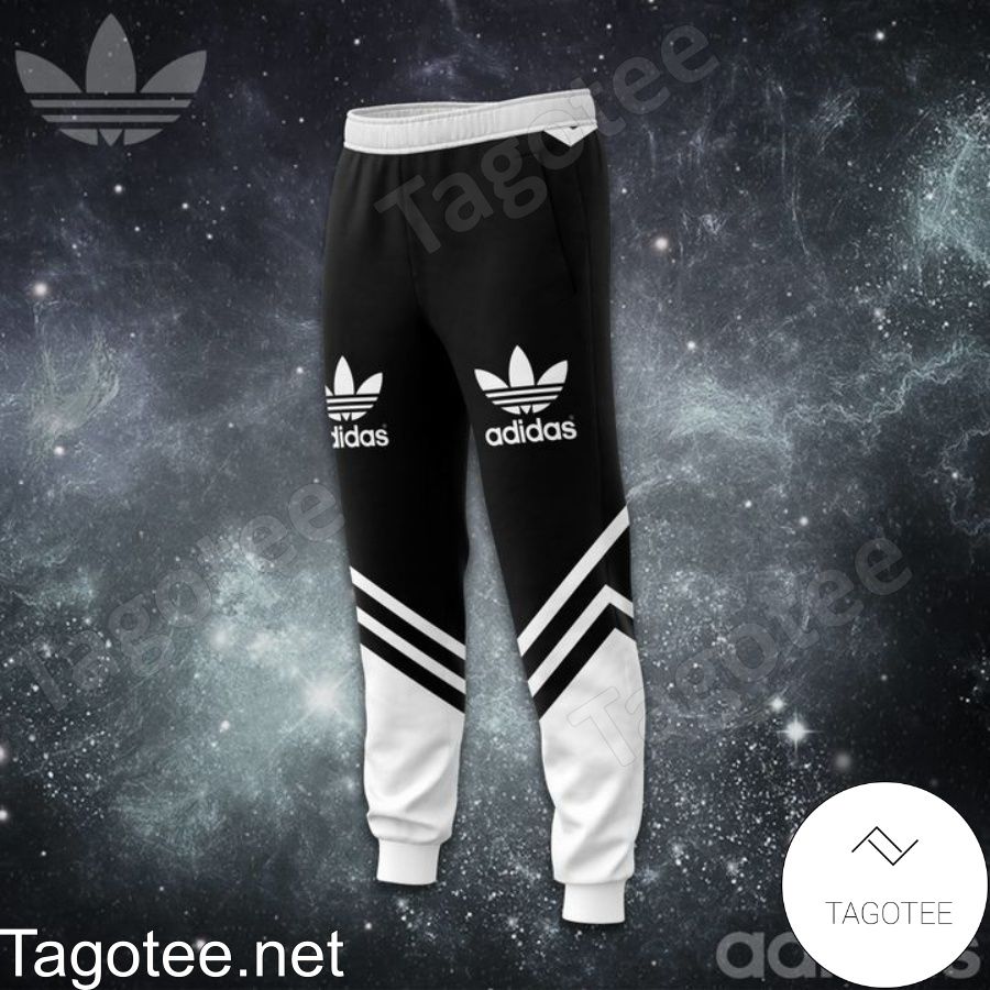 Personalized Name Adidas Black And White Hoodie And Pants b