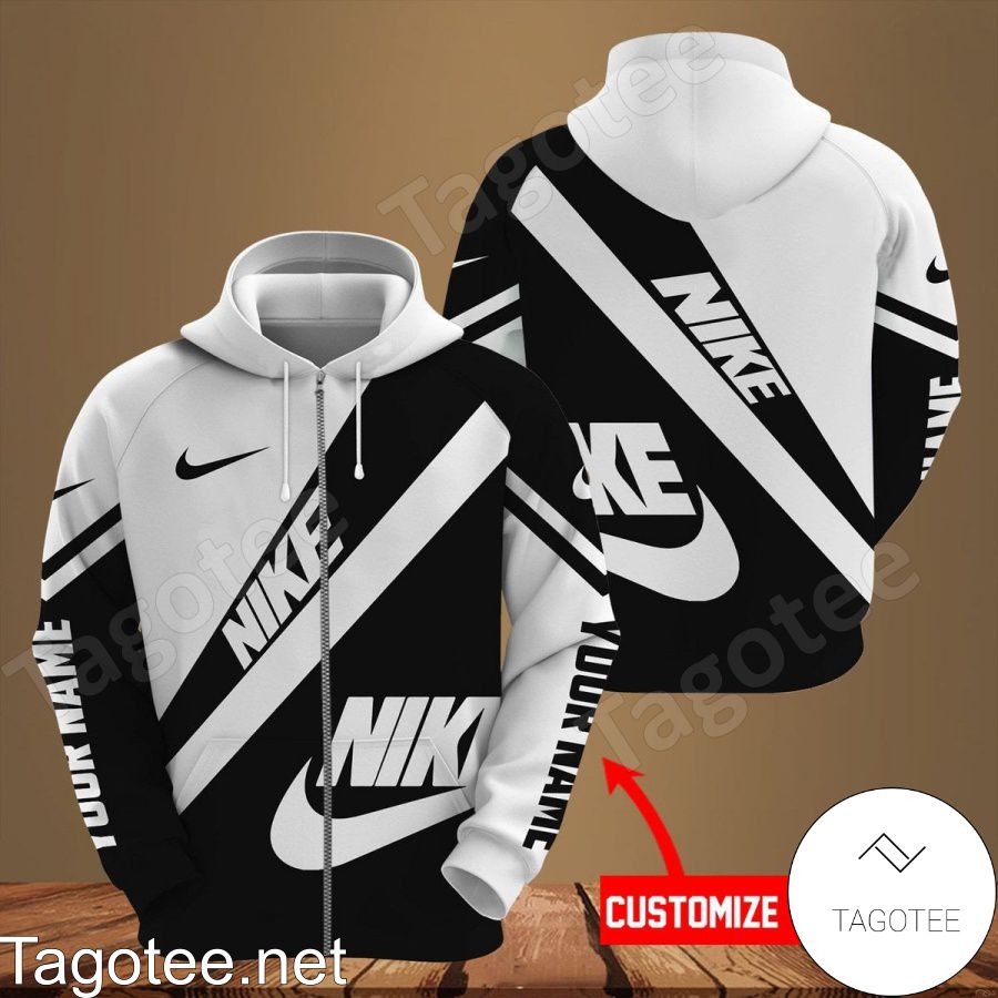 Personalized Nike Black And White Hoodie
