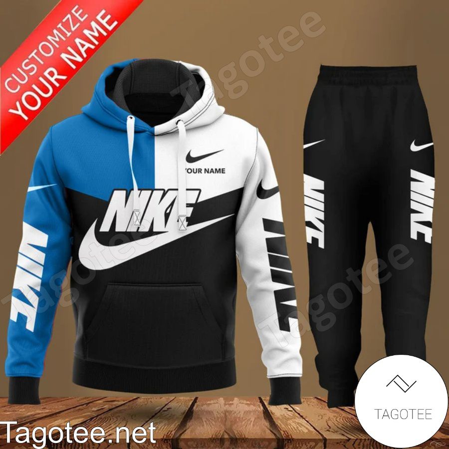 Personalized Nike Mix Color Blue White And Black Hoodie And Pants