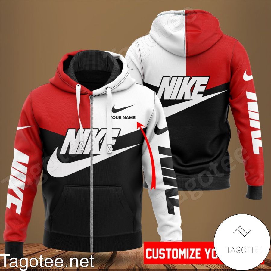 Personalized Nike Mix Color Red White And Black Hoodie - Tagotee