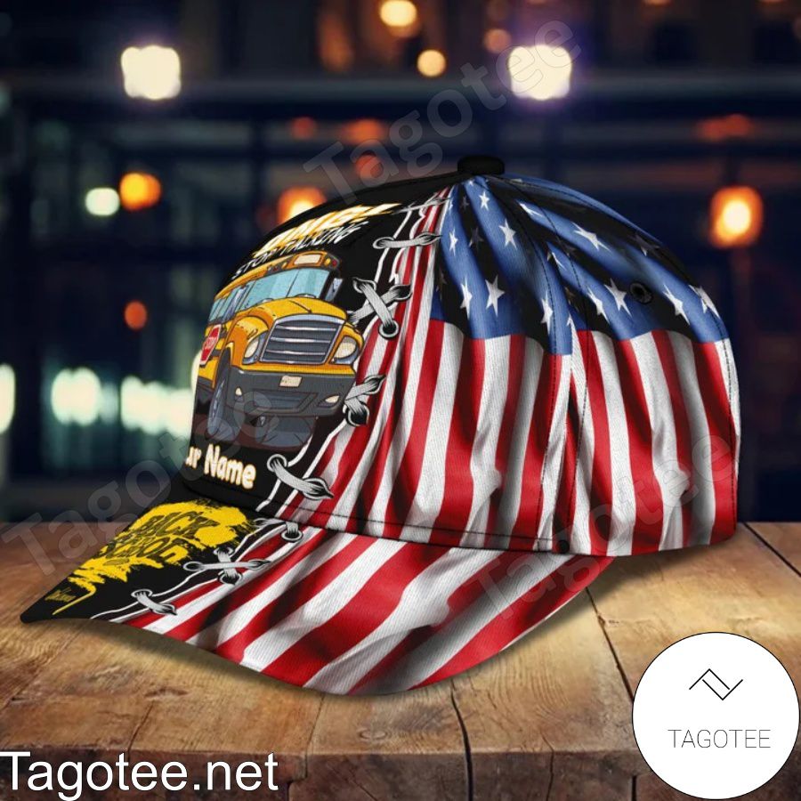 Personalized School Bus Back To School Welcome American Flag Cap b