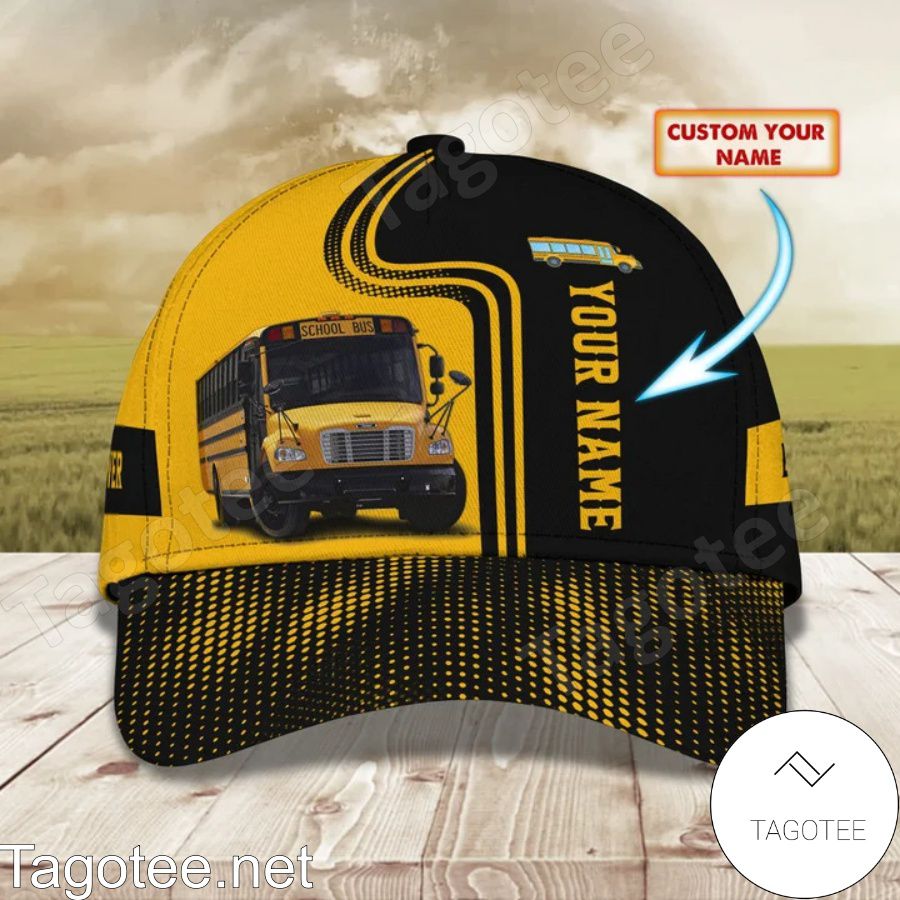 Personalized School Bus Black And Yellow Cap