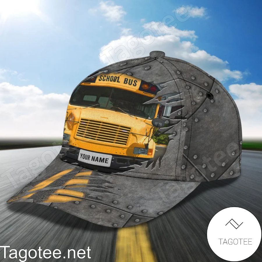 Personalized School Bus Torn Ripped Cap b