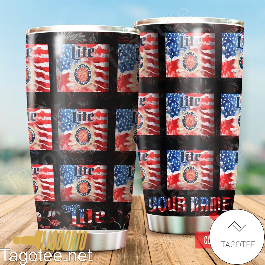 Personalized USA Flag Lite Beer Tumbler