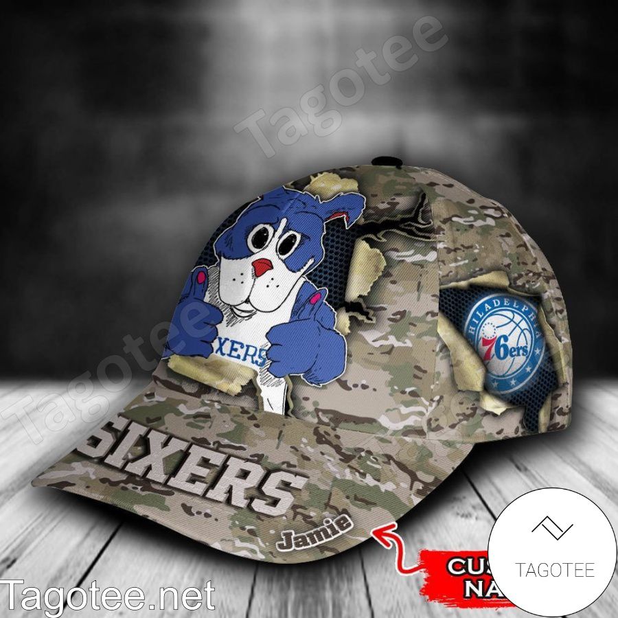 Philadelphia 76ers Camo Mascot NBA Custom Name Personalized Cap a