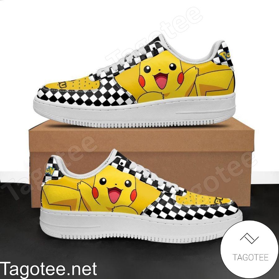 Pikachu Checkerboard Pokemon Air Force Shoes