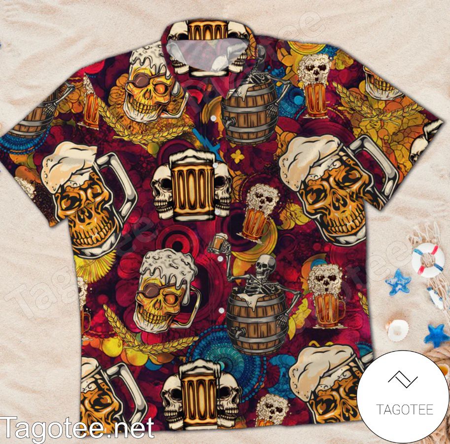 Pirate Skull Beer Mug Hawaiian Shirt