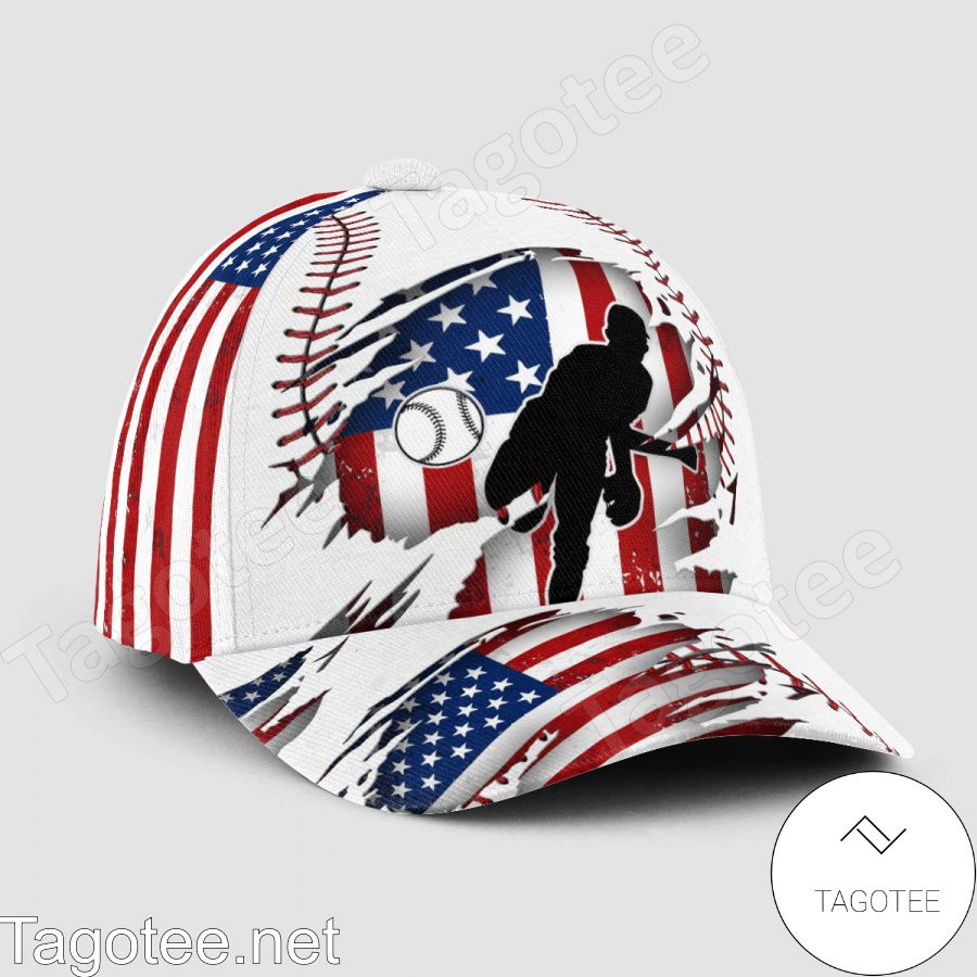 Pitching American Flag Pattern Cap