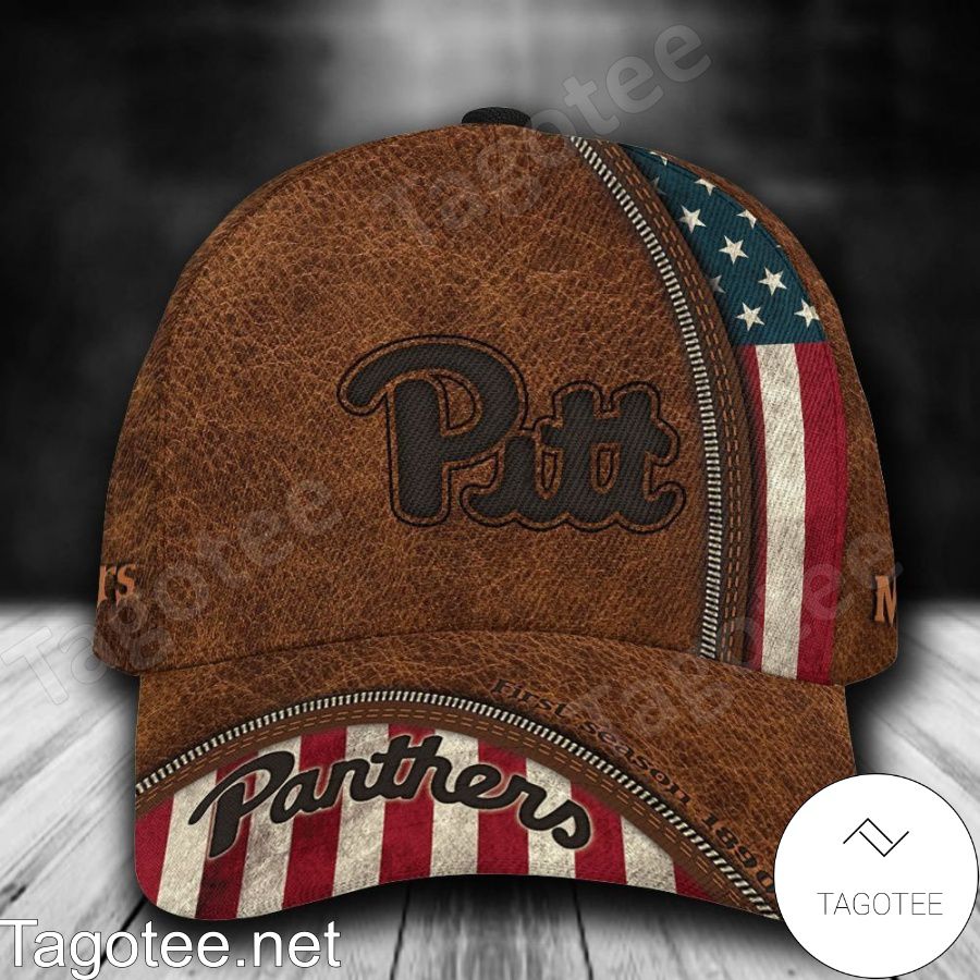Pittsburgh Panthers Leather Zipper Print Personalized Cap