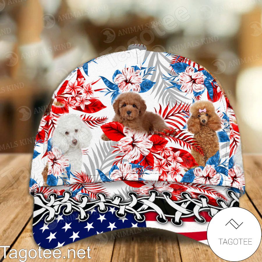 Poodle American Flag Cap