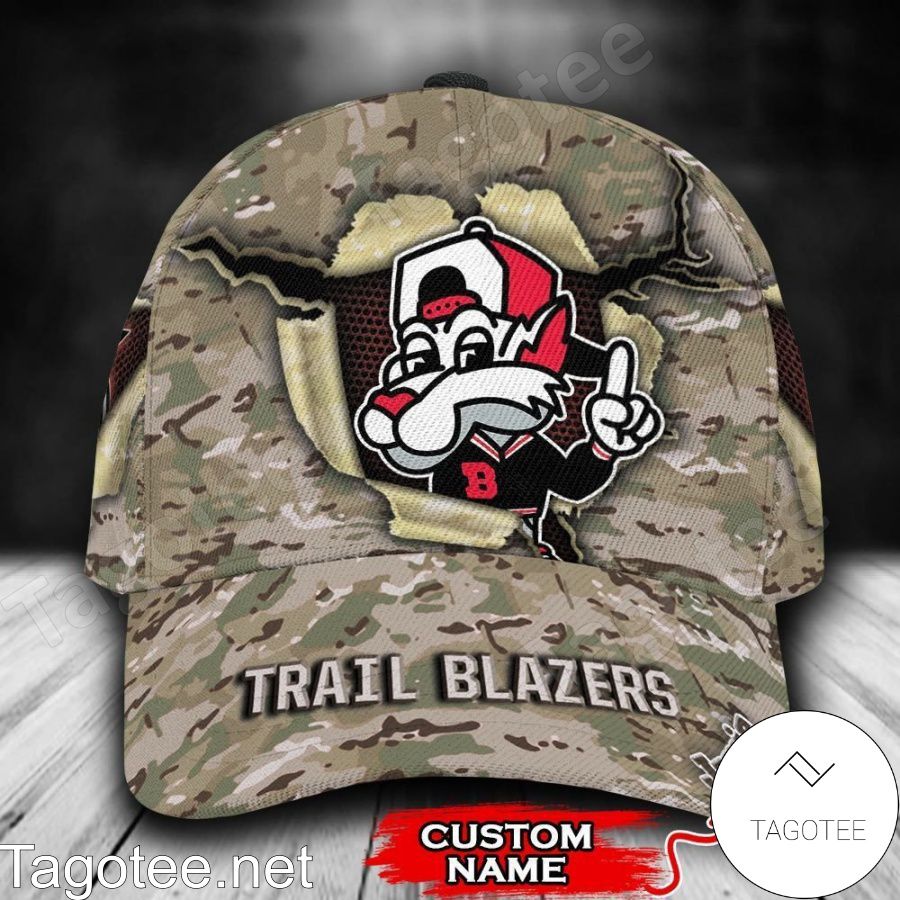 Portland Trail Blazers Camo Mascot NBA Custom Name Personalized Cap