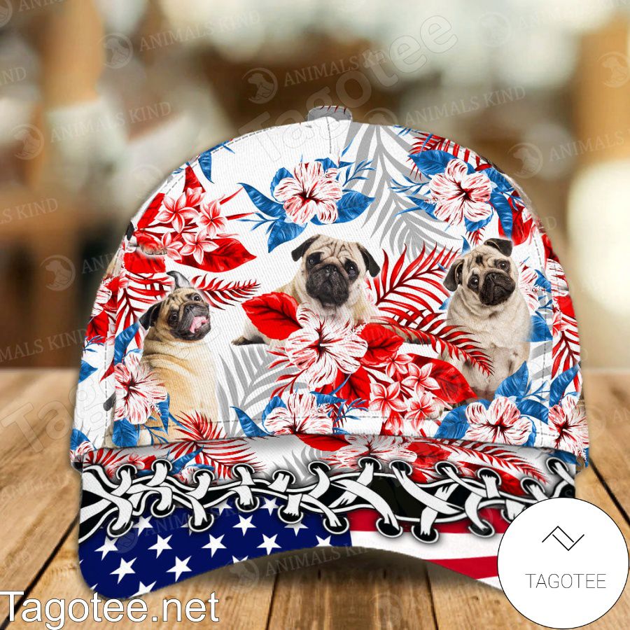 Pug American Flag Cap