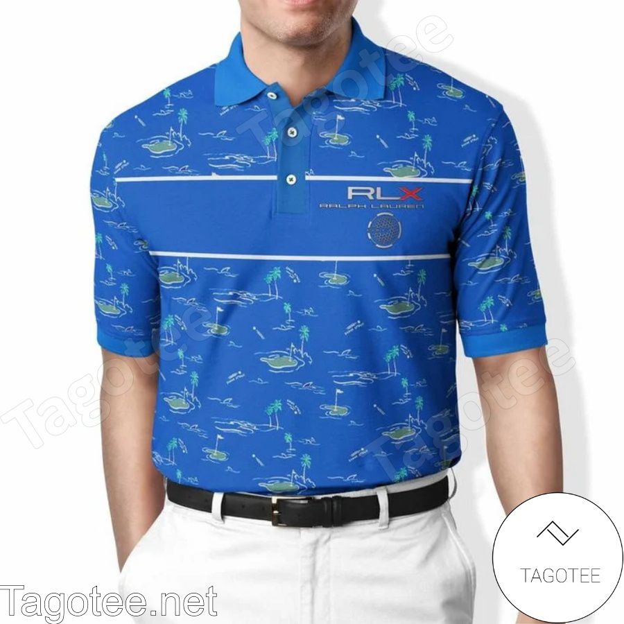 Ralph Lauren Golf Court Pattern Blue Polo Shirt