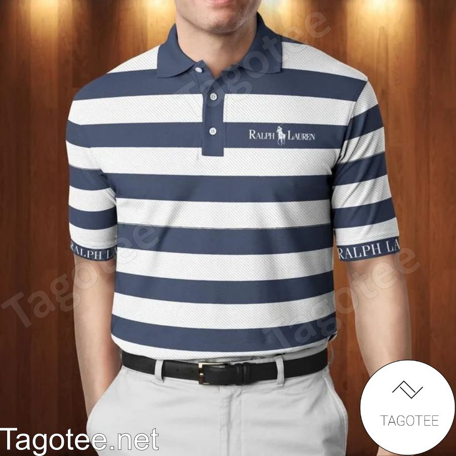 Ralph Lauren Navy And White Striped Polo Shirt
