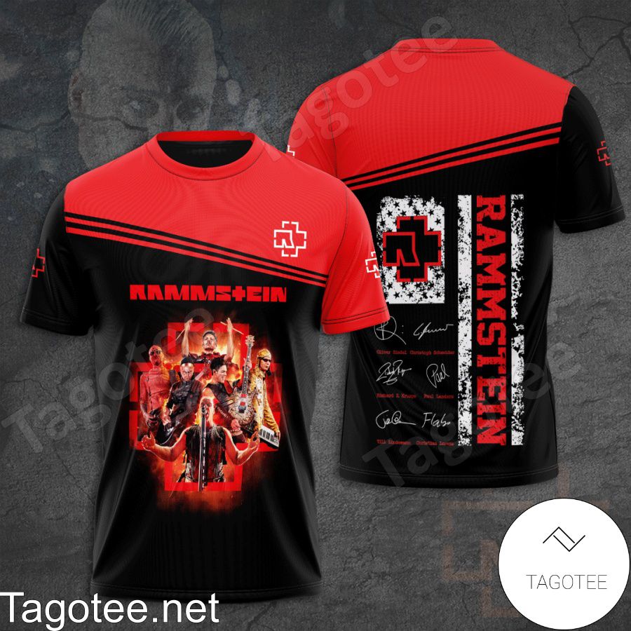 Rammstein Band Signatures Black Red Shirt