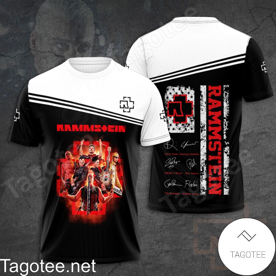 Rammstein Band Signatures Black White Shirt