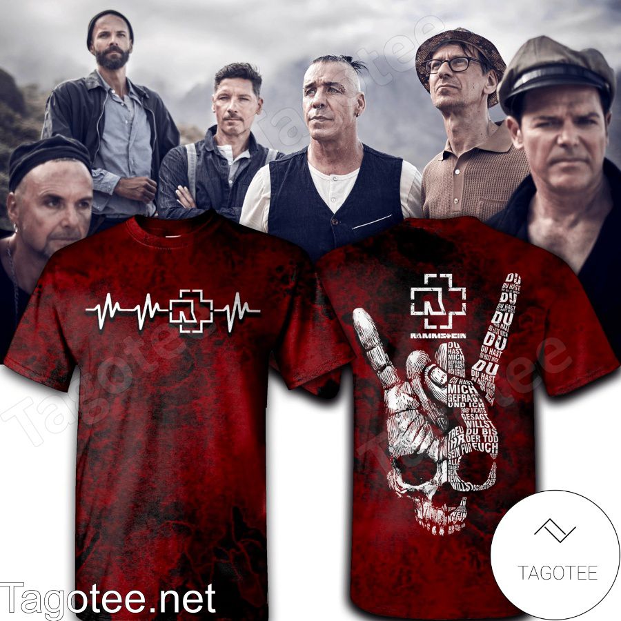 Rammstein Heartbeat Skull Devil Hand Sign Shirt