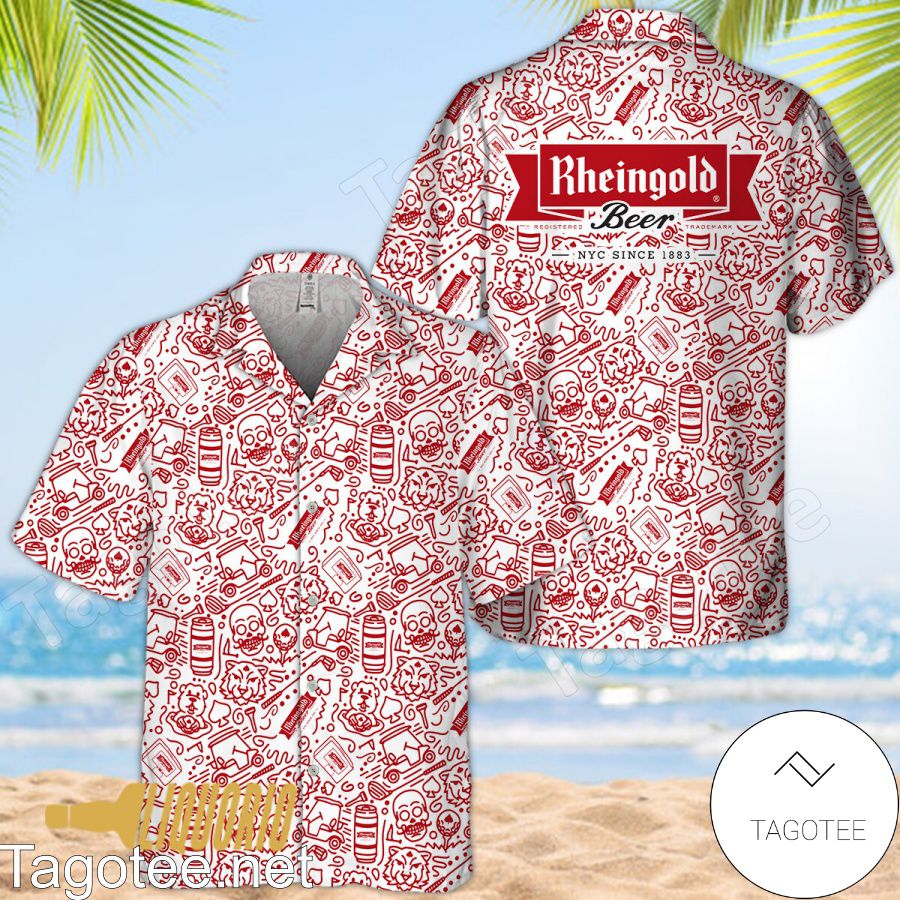 Red Rheingold Beer Doodle Art Hawaiian Shirt