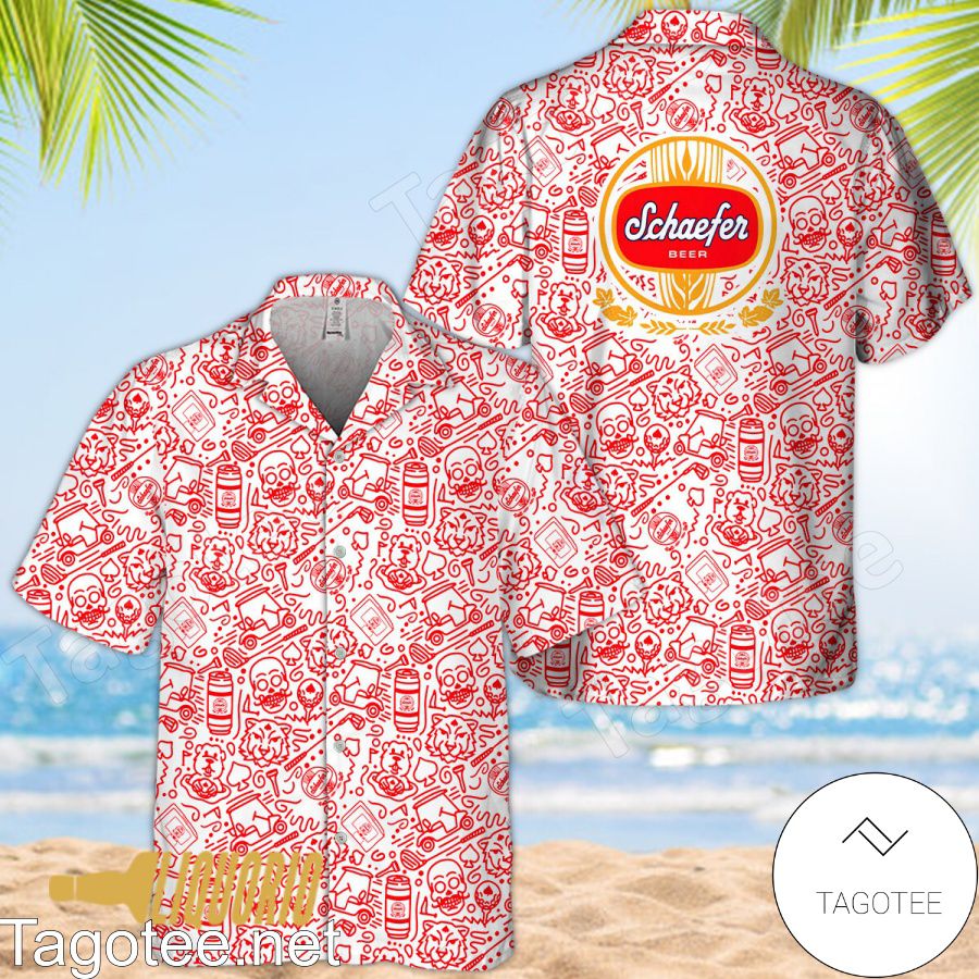 Red Schaefer Beer Doodle Art Hawaiian Shirt