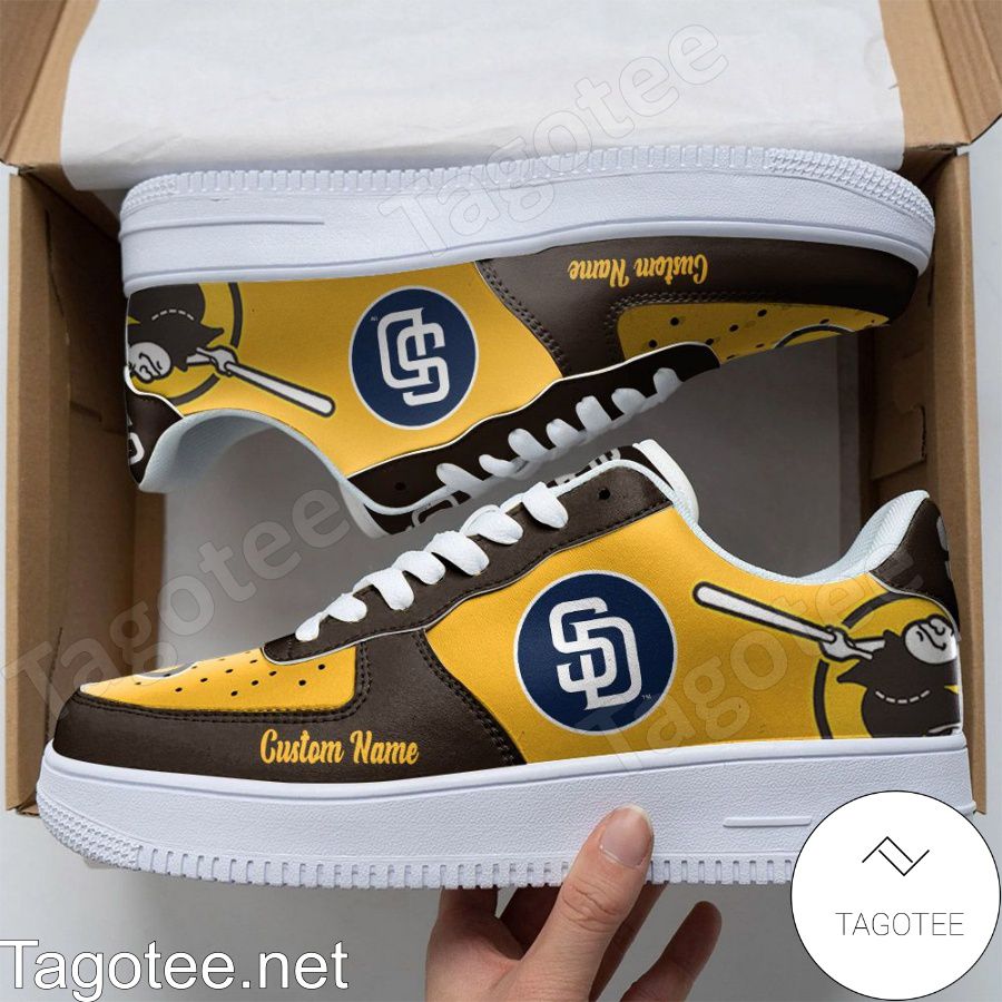 San Diego Padres Mascot Logo MLB Baseball Custom Name Air Force Shoes