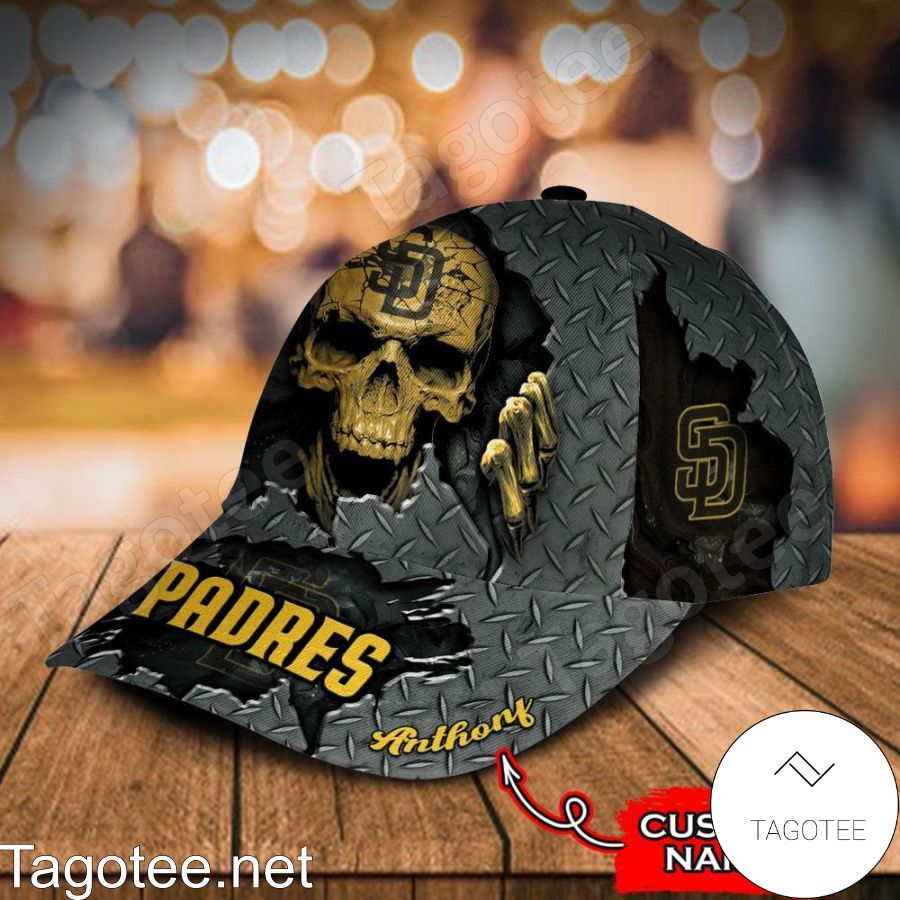 San Diego Padres Skull MLB Custom Name Personalized Cap b