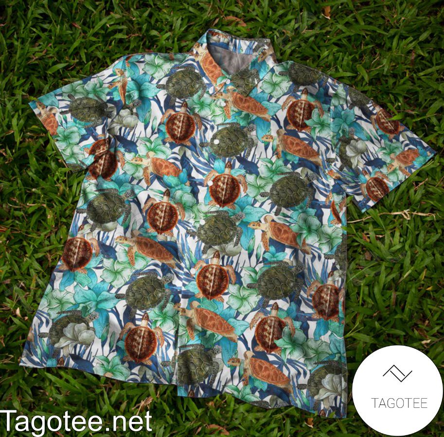 Sea Turtle Floral Hawaiian Shirt