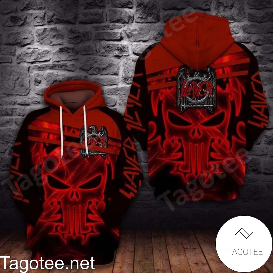 Slayer Skull Black And Red Hoodie