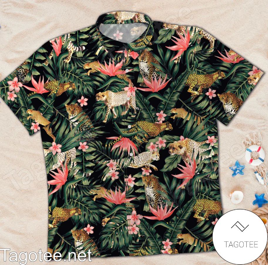 Spiky Leopard Tropical Hawaiian Shirt