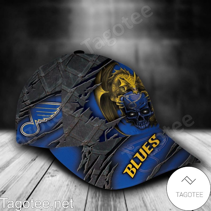 St Louis Blues Dragon Crack 3D NHL Custom Name Personalized Cap a