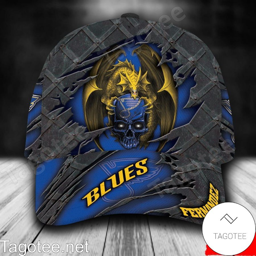 St Louis Blues Dragon Crack 3D NHL Custom Name Personalized Cap