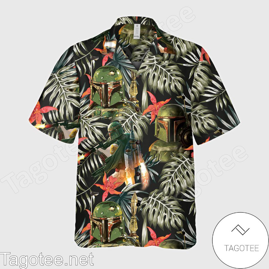 Star Wars Boba Fett Monstera Leaf Hawaiian Shirt a