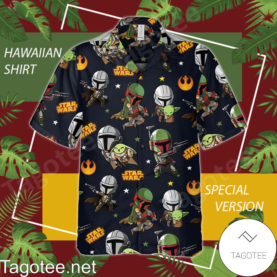Star Wars The Mandalorian Yoda Boba Fett Chibi Hawaiian Shirt