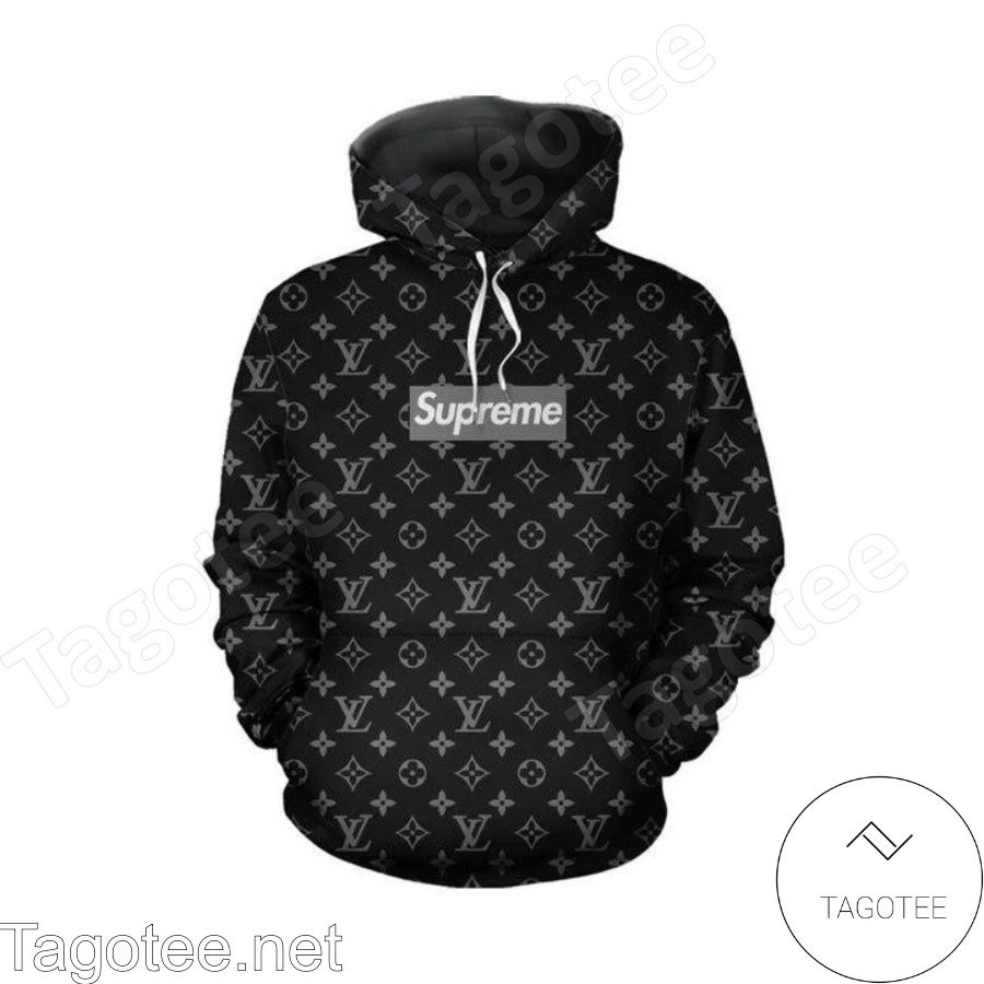 Supreme Louis Vuitton Black Monogram Hoodie - Tagotee