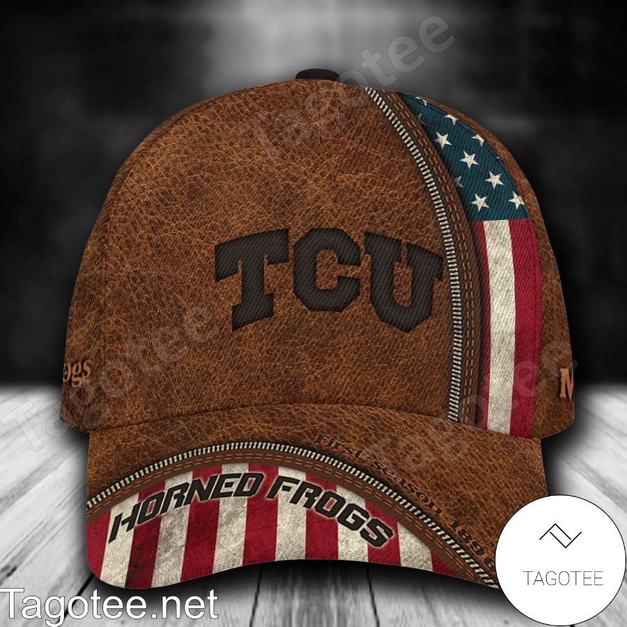 TCU Horned Frogs Leather Zipper Print Personalized Cap