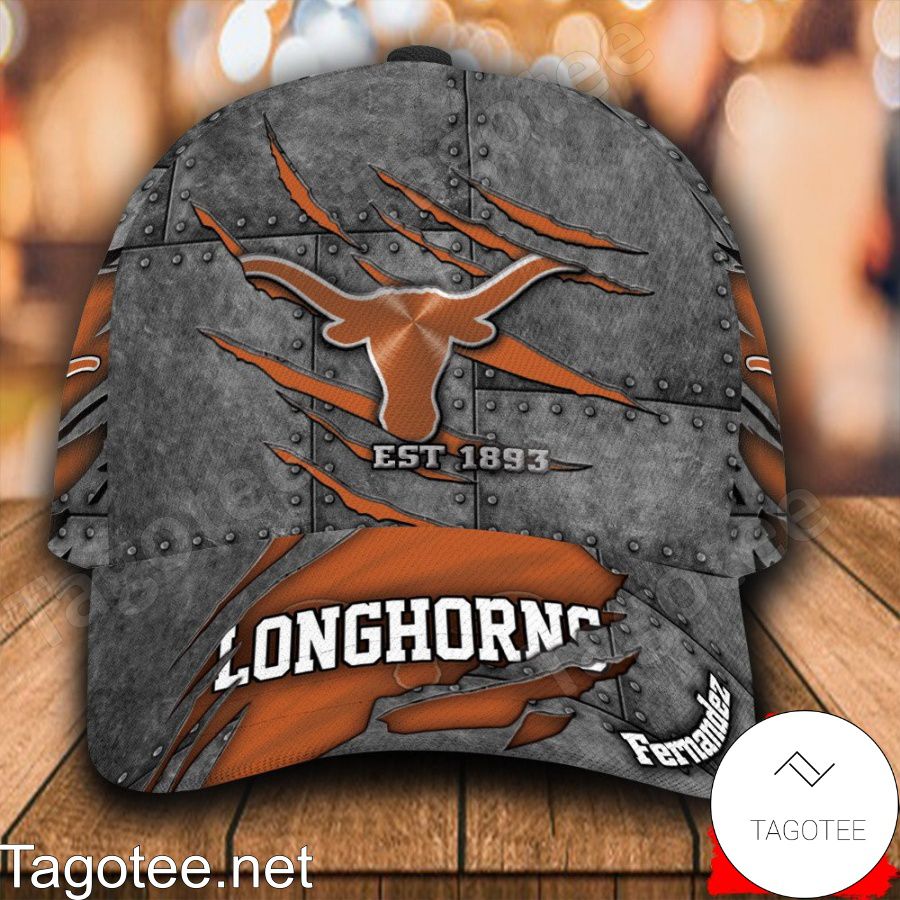 Texas Longhorns Leather Zipper Print Personalized Cap