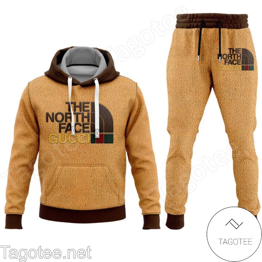 The North Face Gucci Light And Dark Brown Hoodie And Pants