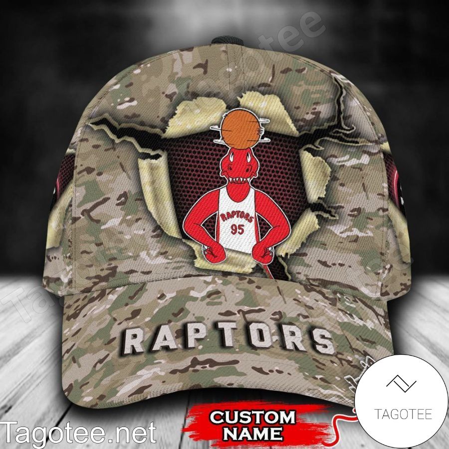 Toronto Raptors Camo Mascot NBA Custom Name Personalized Cap